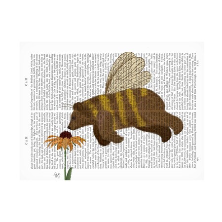 Trademark Fine Art Fab Funky 'Bear Bee Book Print' Canvas Art, 14x19 WAG18731-C1419GG
